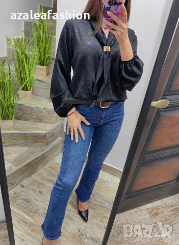 Блуза с бляскави частички в черно, снимка 5 - Блузи с дълъг ръкав и пуловери - 53220556