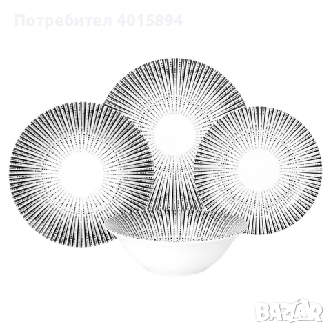 Комплект чинии 24 части с геометричен дизайн – Елегантност за всяка трапеза, снимка 5 - Сервизи - 53287524