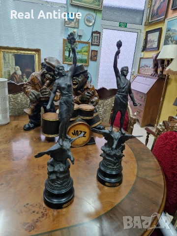 Чифт страхотни антикварни френски фигури статуетки , снимка 4 - Антикварни и старинни предмети - 53416153
