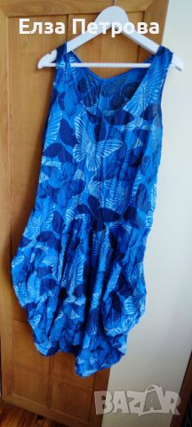 Дамска лятна памучна рокля тъмно синя, италианска мода, снимка 1 - Рокли - 46407880