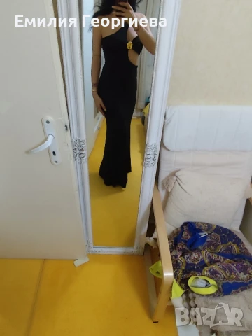 Дълга черна рокля , снимка 4 - Рокли - 51307947
