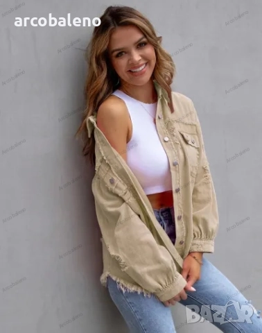 Ликвидация! Ежедневно дамско дънково яке-риза - Доставка 24 часа , снимка 3 - Якета - 51665774