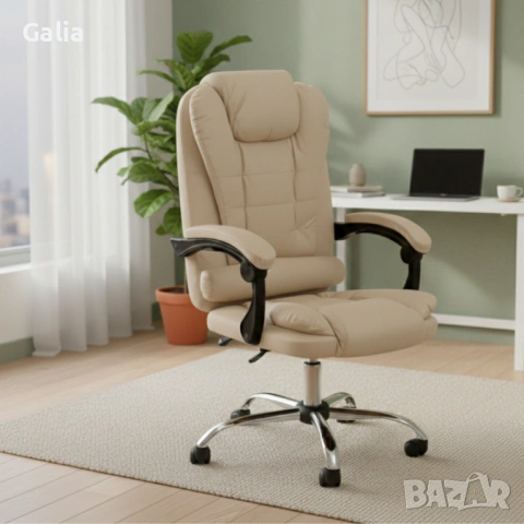 Ергономичен офис стол с лумбална опора от еко кожа, снимка 5 - Столове за офис - 53717320