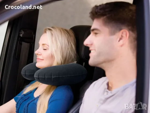 Надуваема възглавница-облегалка Intex, 36 x 30 x 10 см, PVC, черен, за пътуване, снимка 2 - Надуваеми легла - 50098094