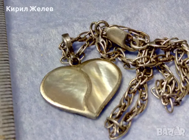 РОМАНТИЧНО СЕДЕФЕНО СРЕБЪРНО СЪРЧИЦЕ АРТ МЕДАЛЬОН СРЕБРО 925 със СРЕБЪРНА ВЕРИЖКА 27708, снимка 3 - Колиета, медальони, синджири - 50115973