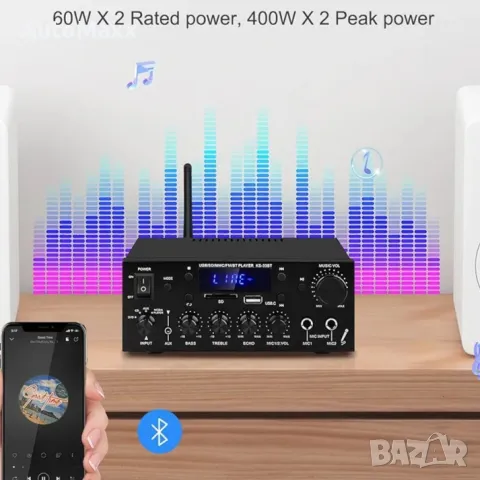 Домашен аудио усилвател KS-33BT Bluetooth 5.0 HiFi 

, снимка 4 - Аудиосистеми - 47772775