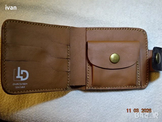 мъжки портфейл от естествена кожа /ръчна изработка/, снимка 5 - Портфейли, портмонета - 53824113