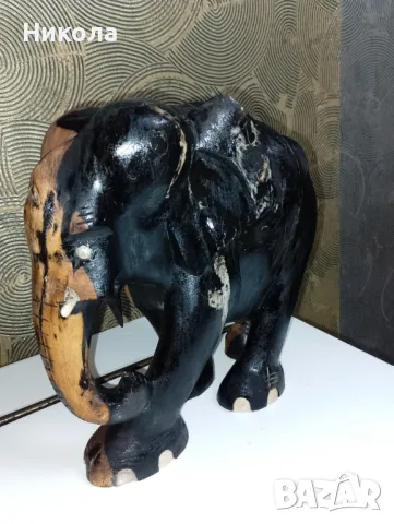 Дядо Коледа в златни одежди,слон от абанос-4кг., снимка 6 - Статуетки - 50282140