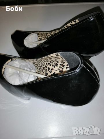 Лачени обувки на ток, снимка 1 - Дамски обувки на ток - 46415672
