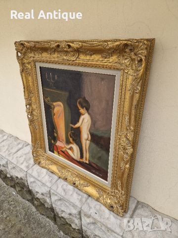 Страхотна изключително красива антикварна белгийска картина масло върху платно , снимка 2 - Антикварни и старинни предмети - 45404847
