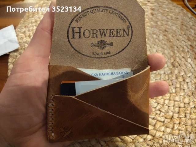 Мъжки луксозен бизнес портфейл от естествена кожа Horween
