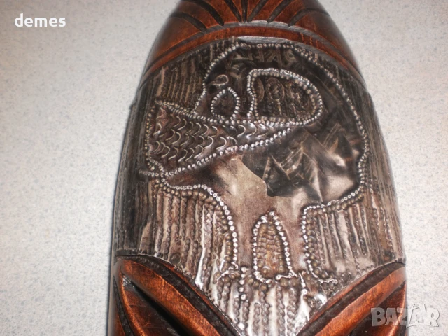 +Африканска маска от абанос и мед-7, голяма+, снимка 3 - Антикварни и старинни предмети - 50887730