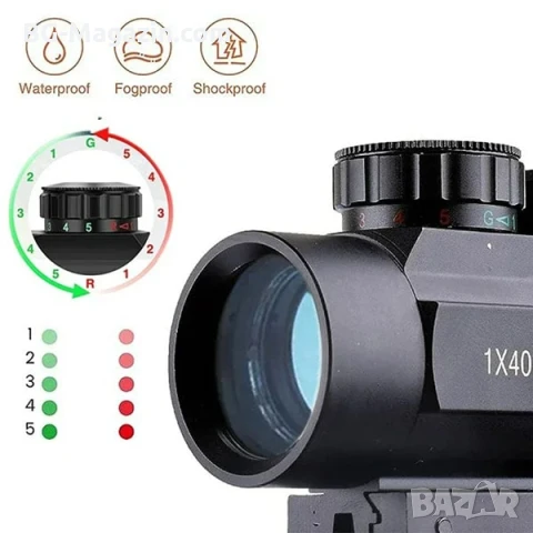 Тактически прицел 1×40 бързомер мерник за лов еърсофт въздушна пушка оптика за оръжие лък малък, снимка 3 - Оборудване и аксесоари за оръжия - 51051606