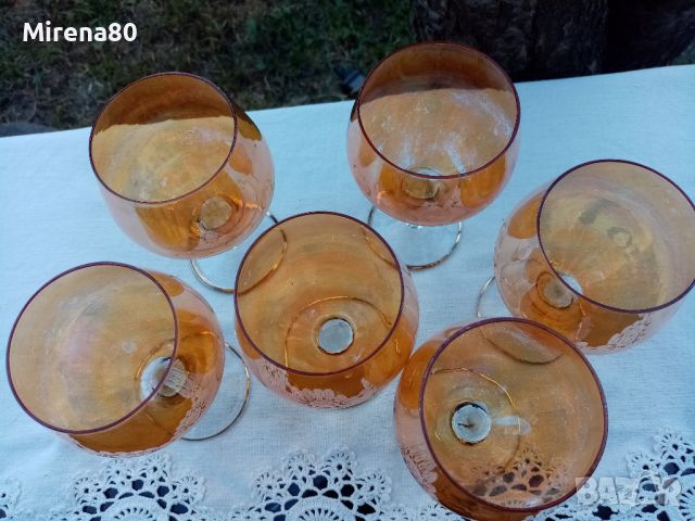 Стари български нюансирани чаши за ракия - 6 бр., снимка 5 - Сервизи - 46486887