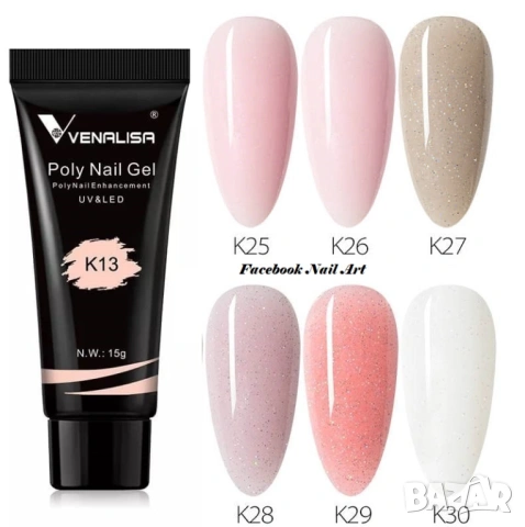 Venalisa PolyGel 15ml полигел термо , брокат , конфети , холограм, снимка 3 - Продукти за маникюр - 33986430