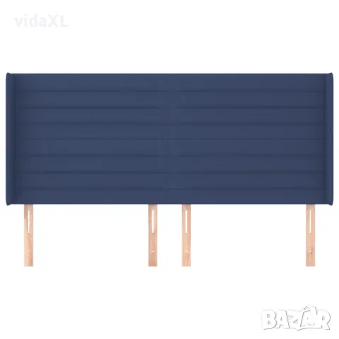 vidaXL Горна табла за легло с уши, синя, 203x16x118/128 см, плат(SKU:3119748), снимка 3 - Спални и легла - 49466583