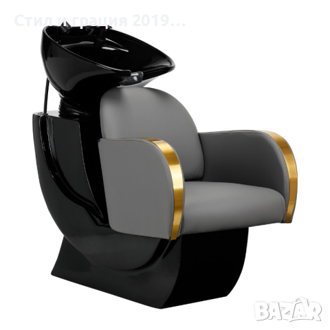 Измивна фризьорска колона Gabbiano Malaga - черна/сива с златисто, снимка 4 - Друго оборудване - 44937964