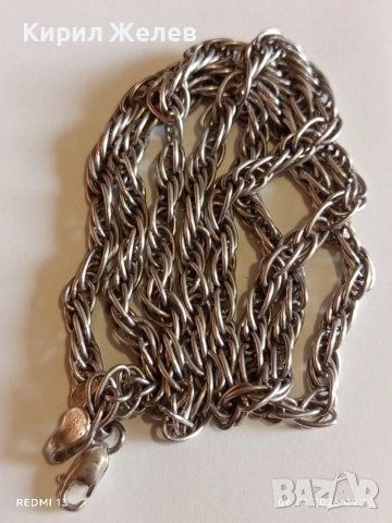Винтидж сребърна верижка плетка тип ВЪЖЕ майсторска ръчна изработка 52787, снимка 2 - Колиета, медальони, синджири - 53002425