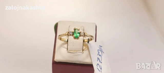 Златен пръстен с Изумруд-1,79гр/14кр, снимка 2 - Пръстени - 52723409