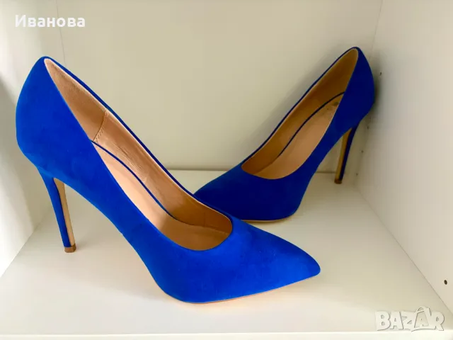 Сини токчета. Висок ток. Синьо, снимка 3 - Дамски обувки на ток - 49883899