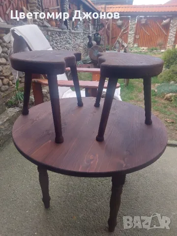 Трикраки столчета и софра(синия,паралия), снимка 5 - Градински мебели, декорация  - 49486507