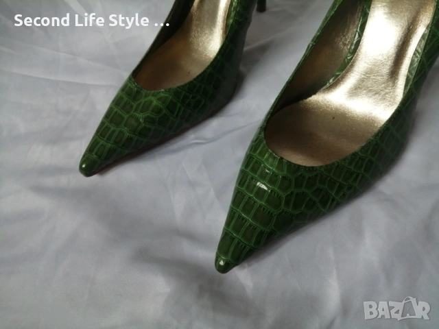 № 40 дамски обувки на висок ток имитация на крокодилска кожа в зелен цвят CATWALK, снимка 4 - Дамски обувки на ток - 54095524