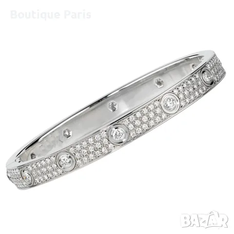 Cartier Love Diamonds гривна с камъни мойсанити, снимка 2 - Гривни - 50040281