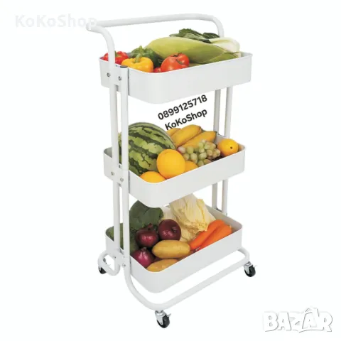 Етажерка на колелца-44x36x82 см./метална етажерка на колелца