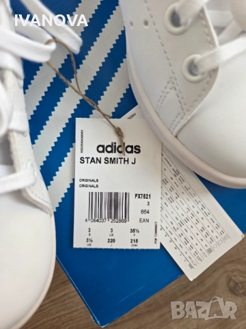 Adidas Stan Smith J, 35,5  номер, снимка 7 - Детски маратонки - 51700068