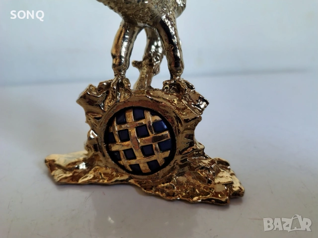 Уникална Статуетка Златен Орел Със Емайл, снимка 4 - Колекции - 53225612