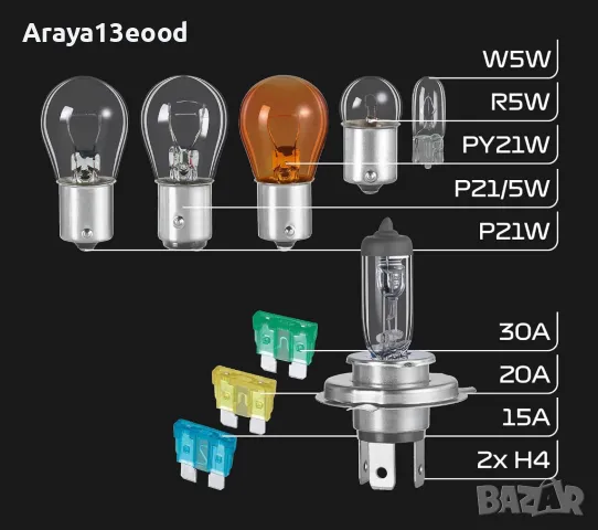 Комплект резервни крушки Formula 1 SB 400 - 10 части, H4 халогенни автомобилни крушки и предпазители, снимка 2 - Аксесоари и консумативи - 49844867