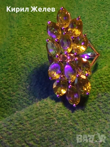 Ефектен сребърен пръстен Trifari с множество камъни ОЛИВИН подходящ аксесоар за ежедневието 27102, снимка 11 - Пръстени - 52960665