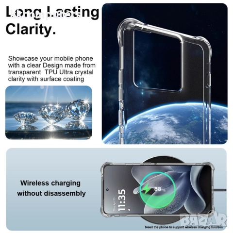 IMAK Удароустойчив TPU Калъф за Motorola Edge 70 5G - Airbag технология, вкл. Протектор, Прозрачен, снимка 4 - Калъфи, кейсове - 52399851