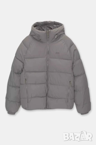 Мъжко ватирано яке с качулка Pull&Bear STWD, 100% полиестер, Сиво, XL