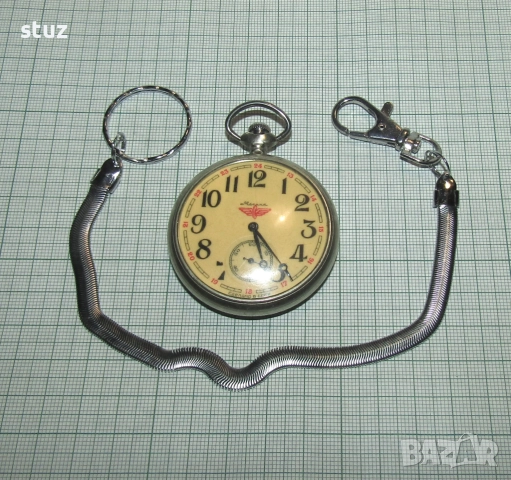 Джобен часовник Молния с локомотив, снимка 2 - Антикварни и старинни предмети - 52939238