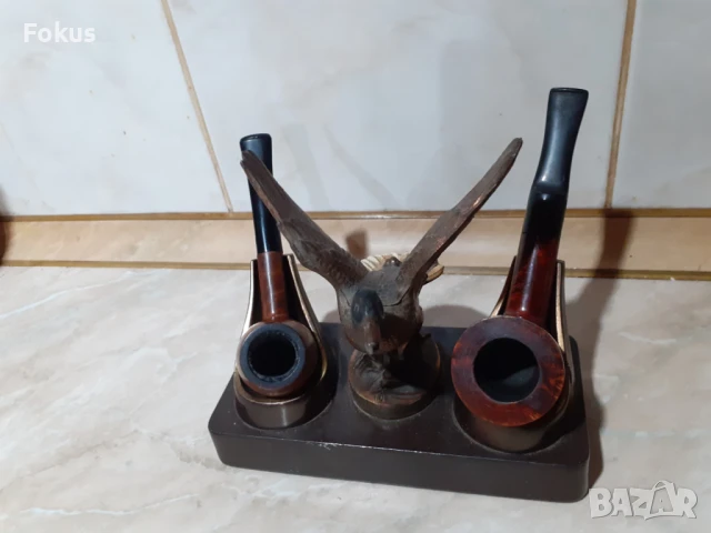 Уникална и невероятна метална поставка за две лули с патица, снимка 5 - Антикварни и старинни предмети - 50978855