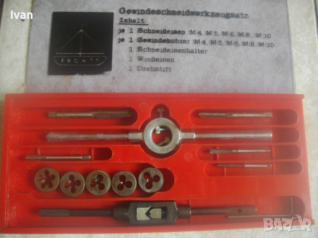 Нов Немски Комплект Резбонарезни Метчици и Плашки от М4 до М10-с 2 Въртока-PRONTO-Масивен, снимка 7 - Други инструменти - 44955610