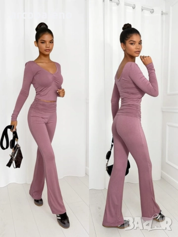 Дамски комплект от две части Lizzy, блуза и разкроени панталони, 5цвята , снимка 2 - Комплекти - 52997448