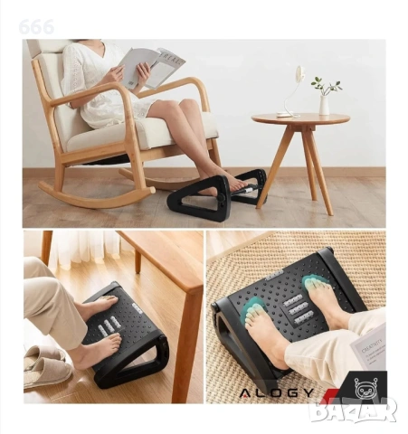 Ергономична поставка за бюро, Alogy, 6 регулируеми височини, масаж, черна, 42x31x19см, снимка 11 - Други стоки за дома - 53520370