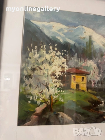 Стара картина Стоян Кирязов масло на картон, снимка 2 - Картини - 53204103