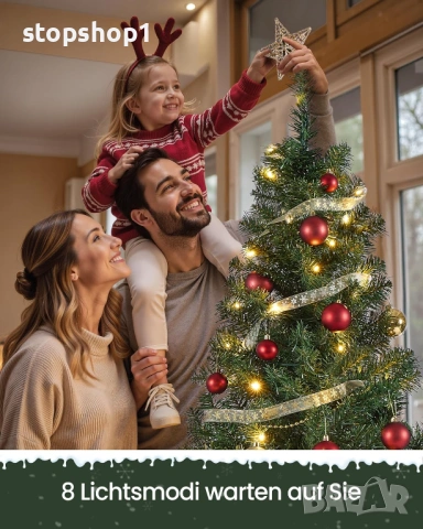 SONGMICS Изкуствена коледна елха със светлини - Висока 180 см - PVC накрайници с метална стойка - Бъ, снимка 4 - Декорация за дома - 53860835