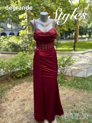 Сатенена дамска рокля в цвят Циклама и Черно, снимка 3 - Рокли - 51322628