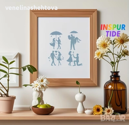 Влюбени в дъжда шаблон стенсил декорация торта скрапбукинг текстил дърво , снимка 4 - Други - 52770103