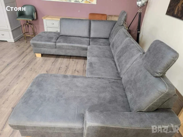 ПРОМОЦИЯ!!! П - образен ъглов диван от плат тъмно сив MM-ZE1037, снимка 6 - Дивани и мека мебел - 52826733