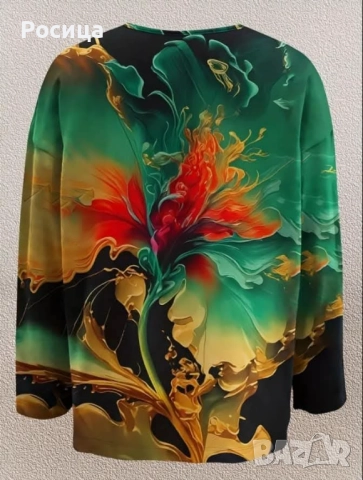 Дамска блуза с дълъг ръкав размер 3ХЛ има разтегливост нова., снимка 2 - Блузи с дълъг ръкав и пуловери - 52396300