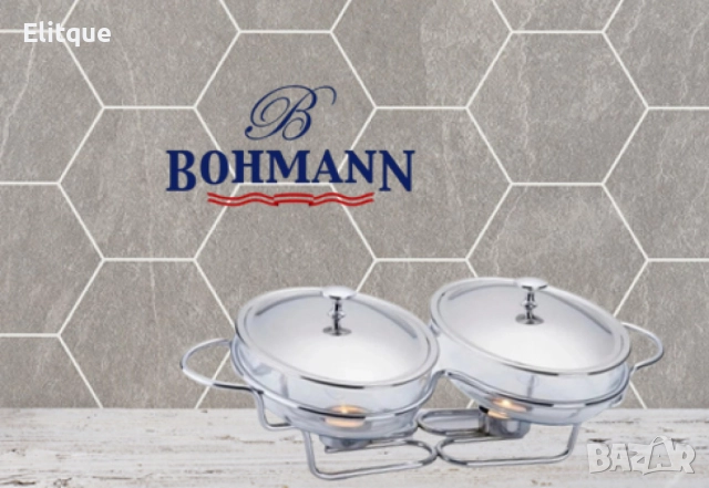 Съд за затопляне Bohmann, 2x1.5л., двоен, овал, 2свещи, Стоманен капак, Стъкло, Инокс, снимка 3 - Други - 52818856