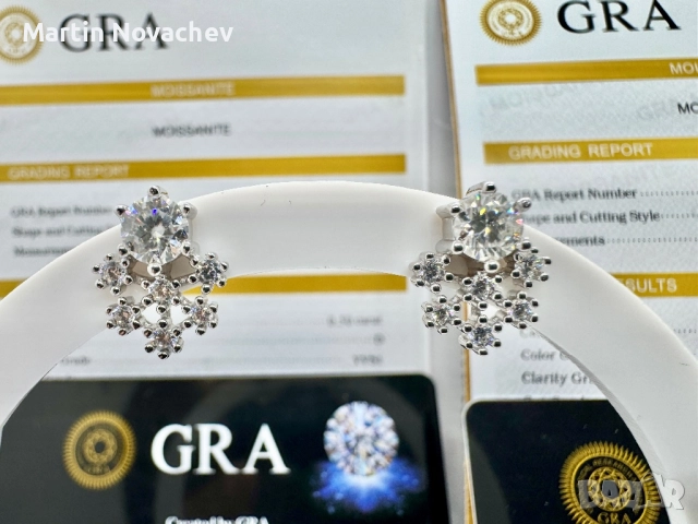 Сребърни обеци с мойсанит (Диамант) 0.5 карата, снимка 4 - Обеци - 52642209