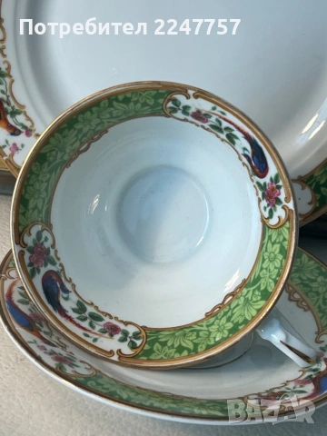 Троен сет порцелан райски птици, снимка 6 - Антикварни и старинни предмети - 54179526