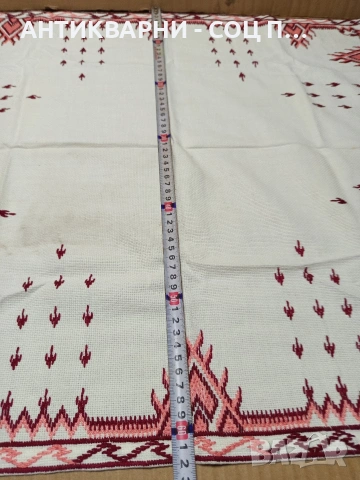 Соц Старо Ръчно Бродирано Каре Покривка Номер 275., снимка 8 - Антикварни и старинни предмети - 53057365