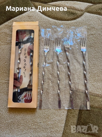 Чисто нов дизайнерски комплект вилици за спагети GEHRING Solingen – 6 бр. – Made in Germany